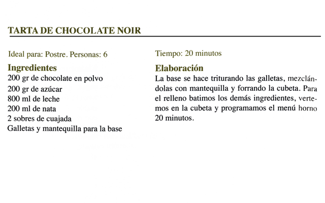 Receta de tarta de chocolate noir - Olla Programable